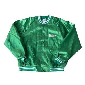 Vintage Green Arrow Motor Express Safe Driver Satin Varsity Jacket‎ Men's 2XL